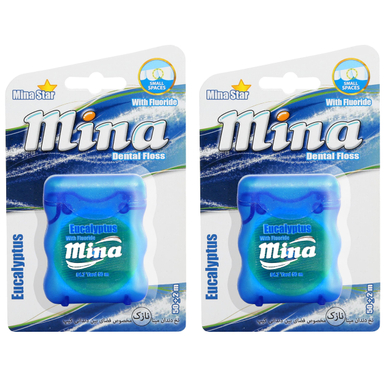 نخ دندان مینا (Mina) مدل Narrow با اسانس اکالیپتوس طول 50 متر بسته 2 عددی