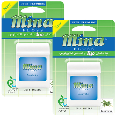 نخ دندان مینا (Mina) مدل Eucalyptus طول 50 متر بسته 2 عددی
