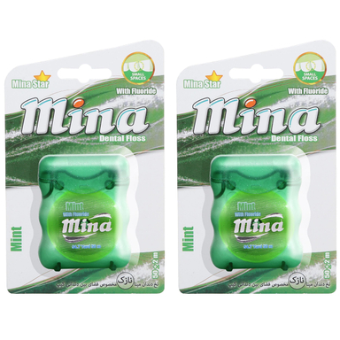 نخ دندان مینا (Mina) مدل Narrow با اسانس نعناع طول 50 متر بسته 2 عددی