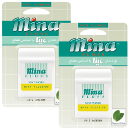 نخ دندان مینا (Mina) مدل Mint طول 50 متر بسته 2 عددی