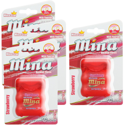 نخ دندان مینا (Mina) مدل Narrow با اسانس توت فرنگی طول 50 متر بسته 4 عددی