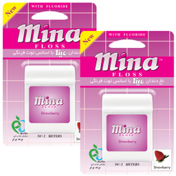 نخ دندان مینا (Mina) مدل Strawberry طول 50 متر بسته 2 عددی