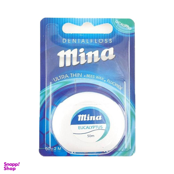 نخ دندان مینا (Mina) مدل Ultra thin با اسانس اکالیپتوس طول 50 متر