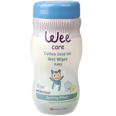 دستمال مرطوب وی کر (Wee Care) مخصوص کودک مدل Cotton Seed Oil بسته 70 عددی