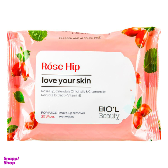 دستمال مرطوب بیول (Biol) مدل Rose HiP بسته 20 عددی
