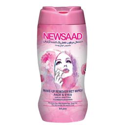 دستمال مرطوب پاک‌کننده آرایش صورت و دور چشم نیوساد (Newsaad) مدل Normal بسته 64 عددی