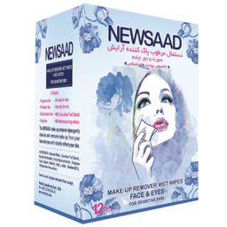 دستمال مرطوب پاک‌کننده آرایش نیوساد (Newsaad) مدل Sensitive بسته 12 عددی