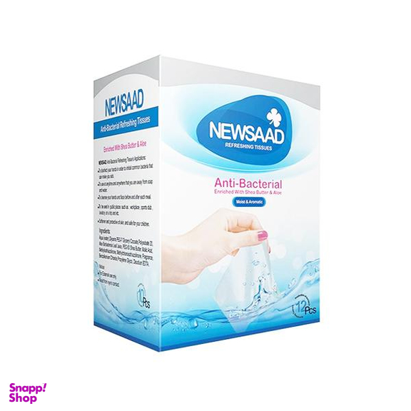 دستمال مرطوب نیوساد (Newsaad) مدل آنتی باکتریال بسته 12 عددی