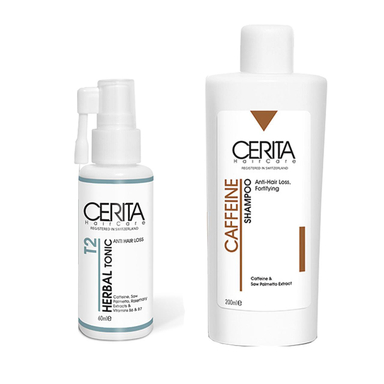 پک شامپو ضد ریزش کافیین و هیروتونیک گیاهی T2 سری تا (Cerita) مدل Herbal بسته 2 عددی