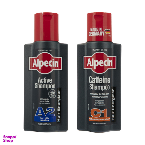 شامپو مو آلپسین (Alpecin) مدل C1 حجم 250 میلی‌ لیتر + شامپو مو آلپسین مدل A2 Active حجم 250 میلی‌ لیتر