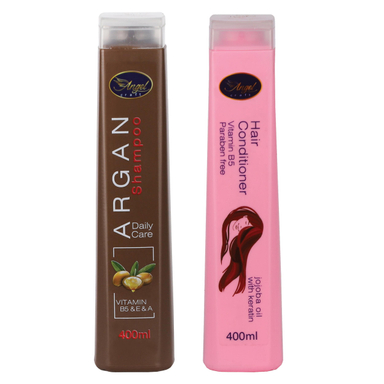 پک شامپو مو انجل کرفت (Angel Craft) مدل Argan حجم 400 میلی‌لیتر+نرم کننده مو مدل Keratin و Jojoba Oil حجم 400 میلی‌لیتر