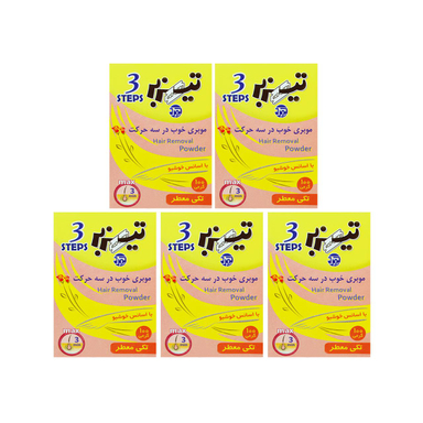 پودر موبر تیزبر (Tizbar) مدل 3steps وزن 100 گرم بسته 5 عددی