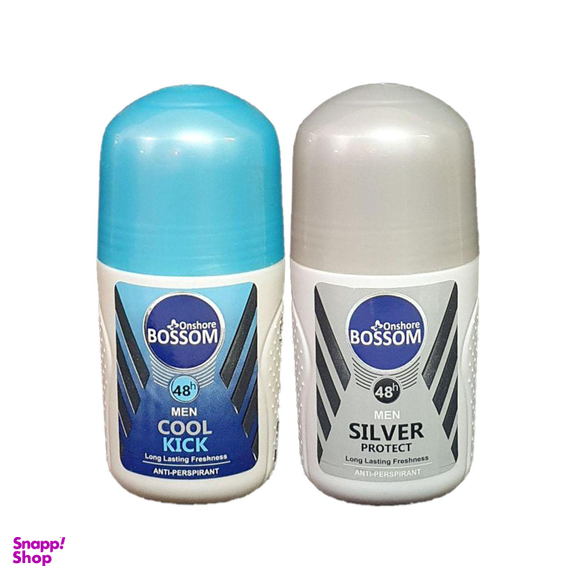 رول ضد تعریق مردانه انشور بوسوم (Onshore Bossom) مدل Cool kick و Silver حجم 75 میلی‌لیتر مجموعه 2 عددی