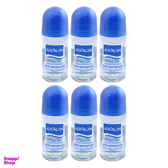 رول ضد تعریق مردانه عطرآگین (Atragin) مدل B2 حجم 50 میلی‌لیتر مجموعه 6 عددی