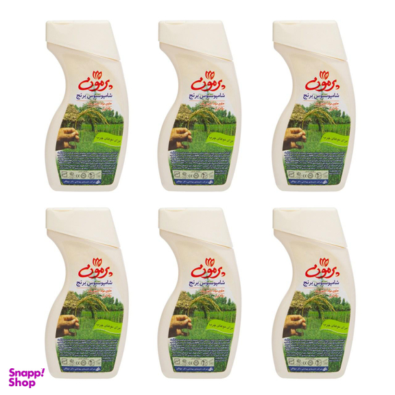 شامپو پرمون (Parmoon) مدل Rice Bran مناسب موی چرب حجم 250 گرم بسته 6 عددی