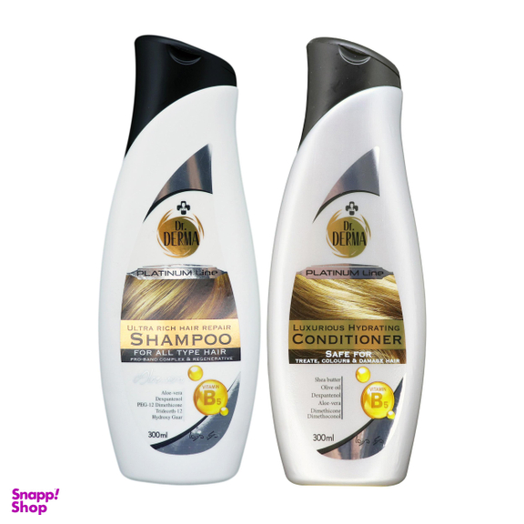 شامپو ترمیم کننده مو دکتر درما (Dr.derma) مدل Aloe vera حجم 300 میلی‌لیتر+نرم کننده مو دکتر درما (Dr.derma) مدل آبرسان