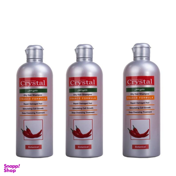 شامپو ضد ریزش مو کریستال (Crystal) مدل فلفل حجم 400 میلی‌لیتر بسته 3 عددی