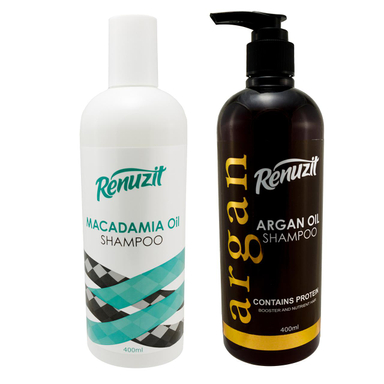 شامپو مو رینوزیت (Renuzit) مدل ARGAN OIL حجم 400 میلی‌لیتر به همراه شامپو مو مدل MACADAMIA OIL حجم 400 میلی‌لیتر