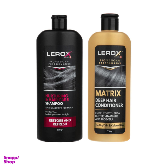 شامپو مو لروکس (Lerox) مدل T 2و2 حجم 550 میلی‌لیتر به همراه نرم کننده مو لروکس (Lerox) مدل T 2و2 حجم 550 میلی‌لیتر