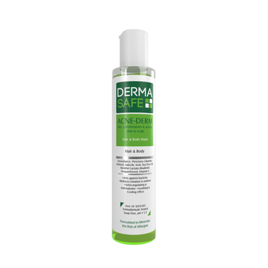 شامپو مو و بدن درماسیف (Dermasafe) مدل آکنه درم حجم 200 میلی‌لیتر