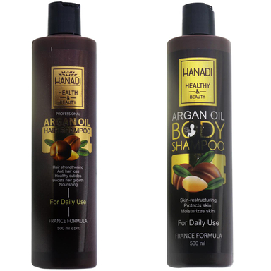 شامپو مو و بدن هانادی (Hanadi) مدل HA Argan حجم 500 میلی‌لیتر بسته 2 عددی