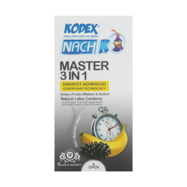 کاندوم تاخیری ناچ کدکس (Nach Kodex) مدل Master 3In1 بسته 12 عددی