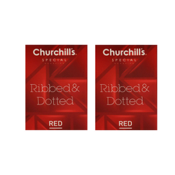کاندوم چرچیلز (Churchill's) مدل Ribbed و Dotted Red بسته 2 عددی