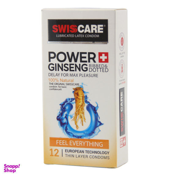 کاندوم سوییس کر (Swisscare) مدل Gensing بسته 12 عددی