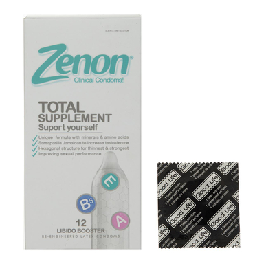 کاندوم مدل Total Supplement زنون (Zenon) بسته 12 عددی به همراه یک عدد کاندوم Good Life