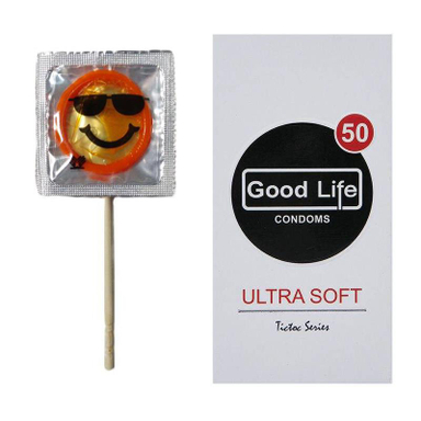 کاندوم مدل Ultra Soft گودلایف (Good life) بسته 12 عددی به همراه کاندوم مدل Sunglasses Emoji Mask