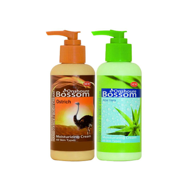 کرم آبرسان انشور بوسوم (Onshor Bossom) مدل Aloe vera و روغن شترمرغ حجم 250 میلی‌لیتر بسته 2 عددی