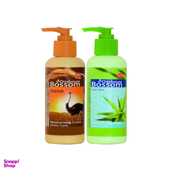 کرم آبرسان انشور بوسوم (Onshor Bossom) مدل Aloe vera و روغن شترمرغ حجم 250 میلی‌لیتر بسته 2 عددی