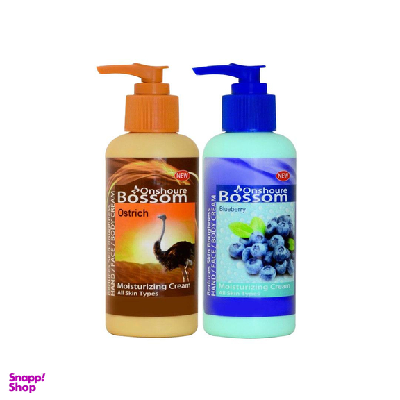 کرم آبرسان انشور بوسوم (Onshor Bossom) مدل روغن شترمرغ و بلوبری حجم 250 میلی‌لیتر بسته 2 عددی