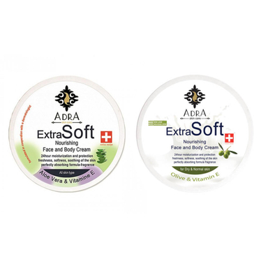 کرم مرطوب کننده آدرا (Adra) مدل Olive حجم 200 میلی‌ لیتر + کرم مرطوب کننده آدرا مدل Aloe Vera حجم 200 میلی‌ لیتر