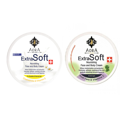 کرم مرطوب کننده آدرا (Adra) مدل Aloe Vera حجم 200 میلی‌ لیتر + کرم مرطوب کننده آدرا مدل Chamomile حجم 200 میلی لیتر