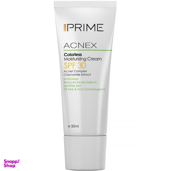 کرم مرطوب کننده پریم (prime) با SPF30 مدل Acnex Colorless حجم 50 میلی‌لیتر