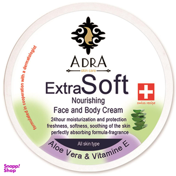 کرم مرطوب کننده و مغذی آدرا (Adra) مدل Aloe Vera & Vitamin E حجم 200 میلی‌ لیتر