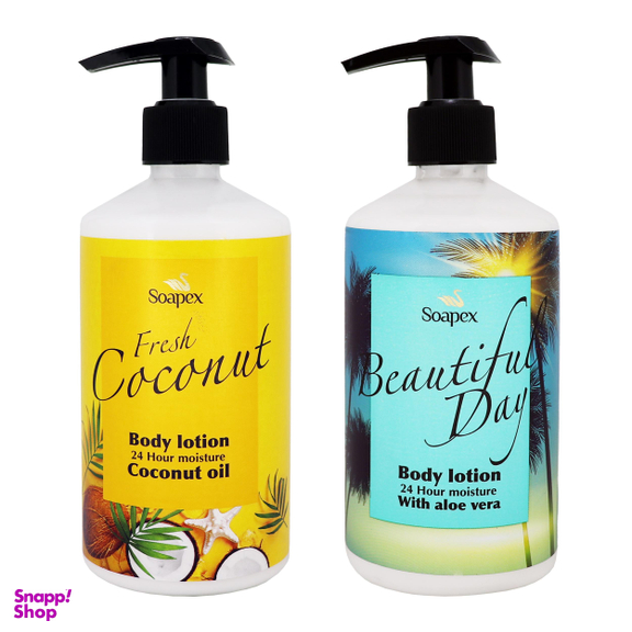 لوسیون بدن سوپکس (Soapex) مدل Coconut Oil و Aloe vera حجم 350 میلی‌لیتر