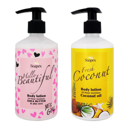 لوسیون بدن سوپکس مدل Shea butter&Aloe vera و Coconut oil حجم 350 میلی‌لیتر