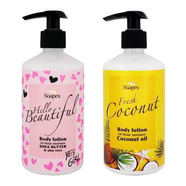 لوسیون بدن سوپکس مدل Shea butter&Aloe vera و Coconut oil حجم 350 میلی‌لیتر