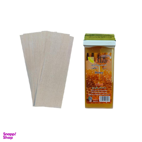 موم موبر اطلس (Atlas) مدل Honey حجم 100 میلی‌لیتر به همراه پد اپیلاسیون بسته 10 عددی