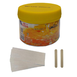 موم موبر اطلس (Atlas) مدل Honey حجم 700 میلی‌لیتر به همراه پد اپیلاسیون بسته 10 عددی و آبسلانگ موم بسته 2 عددی