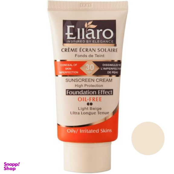 کرم ضد آفتاب فاقد چربی الارو (Ellaro) مدل Foundation Effect با spf 30 حجم 40 میلی‌‌ لیتر