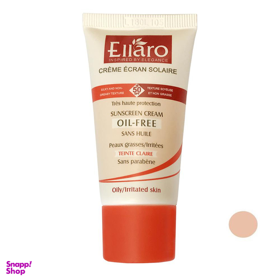 کرم ضدآفتاب فاقد چربی الارو (Ellaro) با SPF50 مدل TS50 رنگ بژ روشن حجم 40 میلی‌‌لیتر
