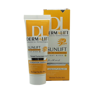 کرم ضد آفتاب رنگی درمالیفت (Dermalift) مدل SPF50 پوست خشک 1 حجم 40 میلی‌‌لیتر