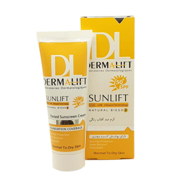 کرم ضد آفتاب رنگی درمالیفت (Dermalift) مدل SPF50 پوست خشک 2 حجم 40 میلی‌‌لیتر