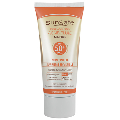 کرم ضد آفتاب سان سیف (Sun safe) سری Acne Fluid مدل Supreme Invisible حجم 50 میلی‌‌لیتر