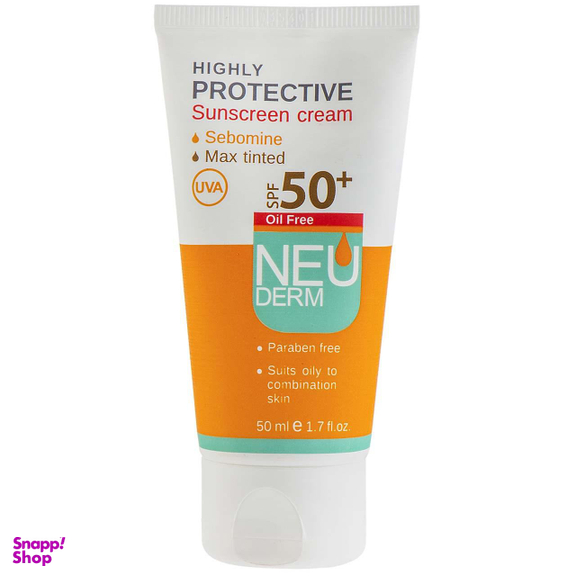 کرم ضد آفتاب فاقد چربی نیودرم (Neuderm) مدل Highly Protective Max Tinted SPF50 حجم 50 میلی‌‌لیتر