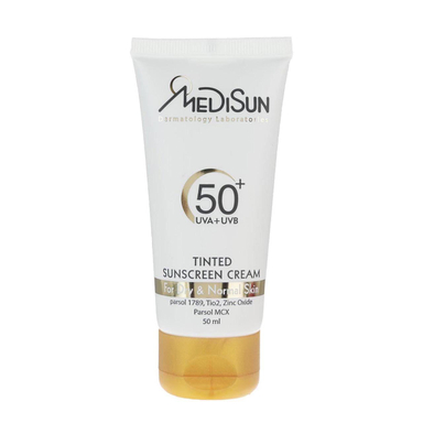 کرم ضد آفتاب مدیسان (Medisun) سری Dry And Normal Skin مدل Tinted حجم 50 میلی‌‌لیتر