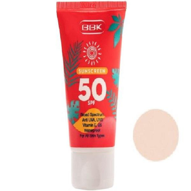 کرم ضد آفتاب ببک (B.B.K) با SPF50 رنگ بژ طبیعی حجم 50 میلی‌‌ لیتر